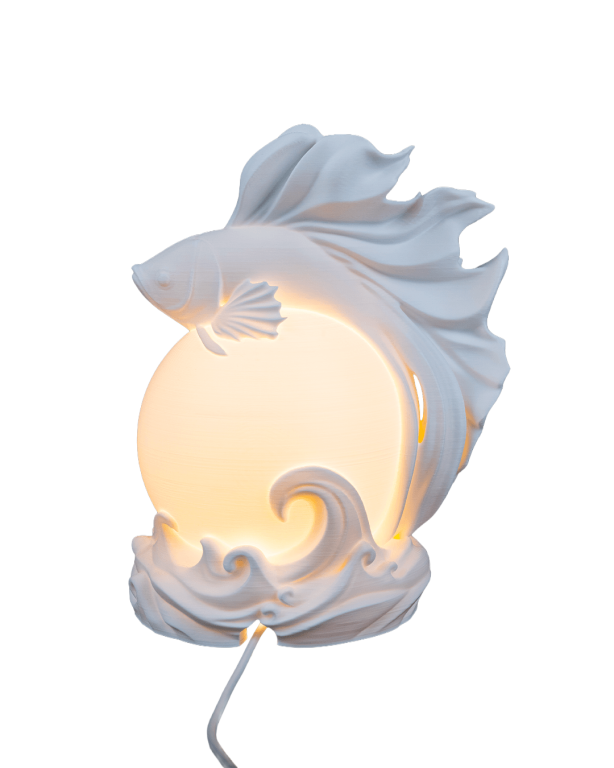 Lampka Nocna na Stolik Ryba Bojownik z Kulą Światła LED Mała 16cm (5)