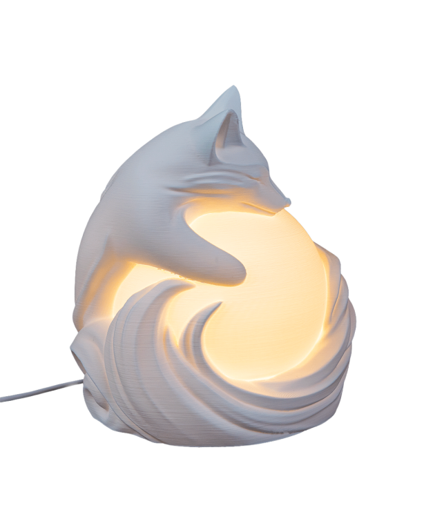 Lampka Nocna na Stolik Śpiący Lisek z Kulą Światła LED Mała 13cm (2)