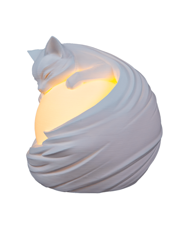 Lampka Nocna na Stolik Śpiący Kotek z Kulą Światła LED Duża 14cm (3)